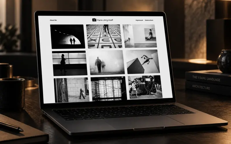 Aleff Photography website on a laptop