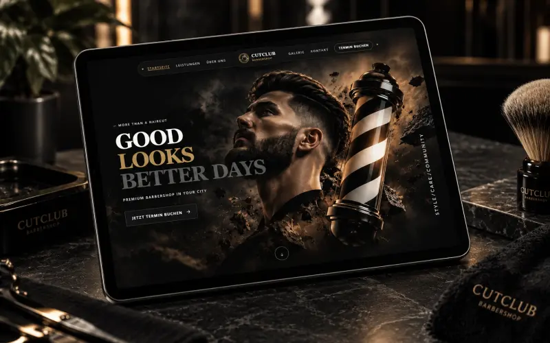 Konzeptbeispiel einer Barbershop-Website (CUTCLUB)