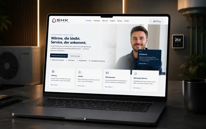 Concept demo of an HVAC trade business website