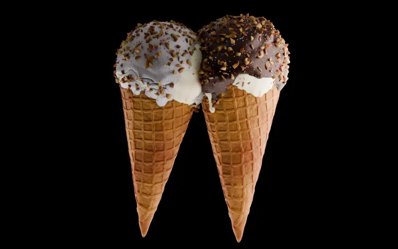 3D-Produktvisualisierung zweier Eiswaffeln