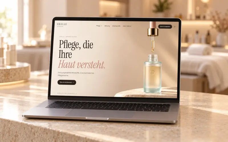 Skincare demo ORELLE on a laptop