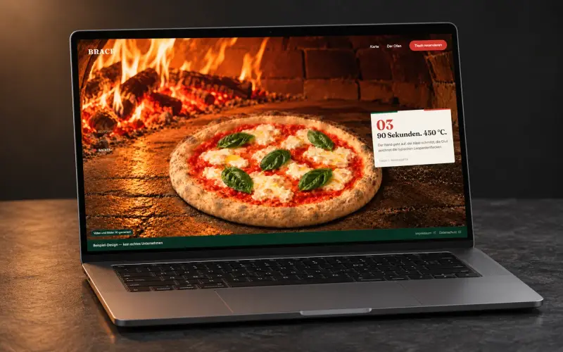 Pizzeria demo BRACE on a laptop