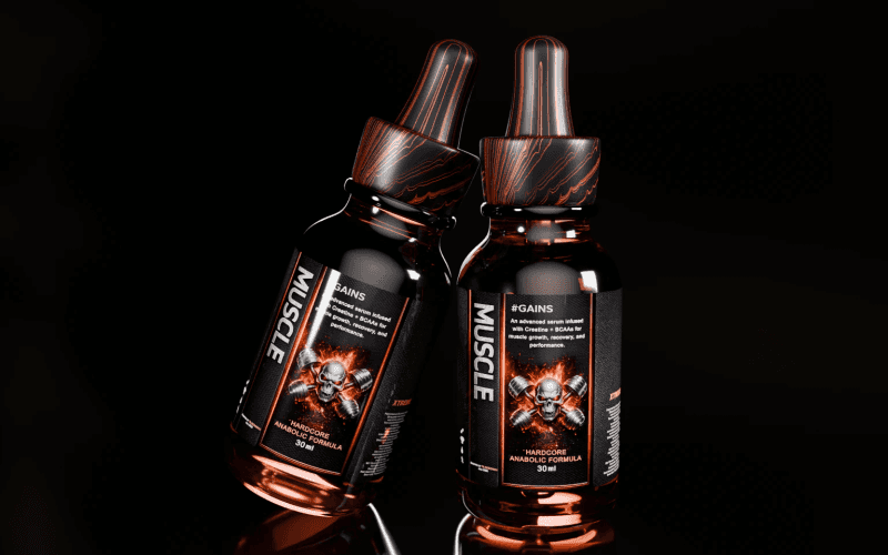 3D-Produktvisualisierung einer Serum-Flasche