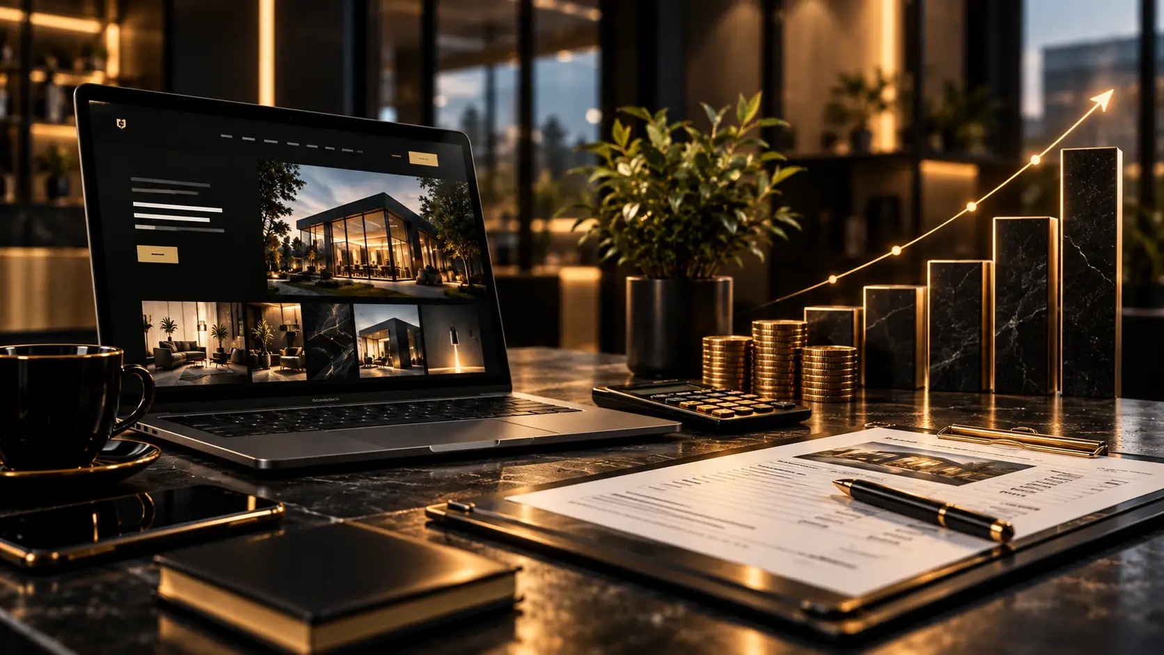 Kalkulation und Budgetplanung für ein Webdesign-Projekt am Schreibtisch