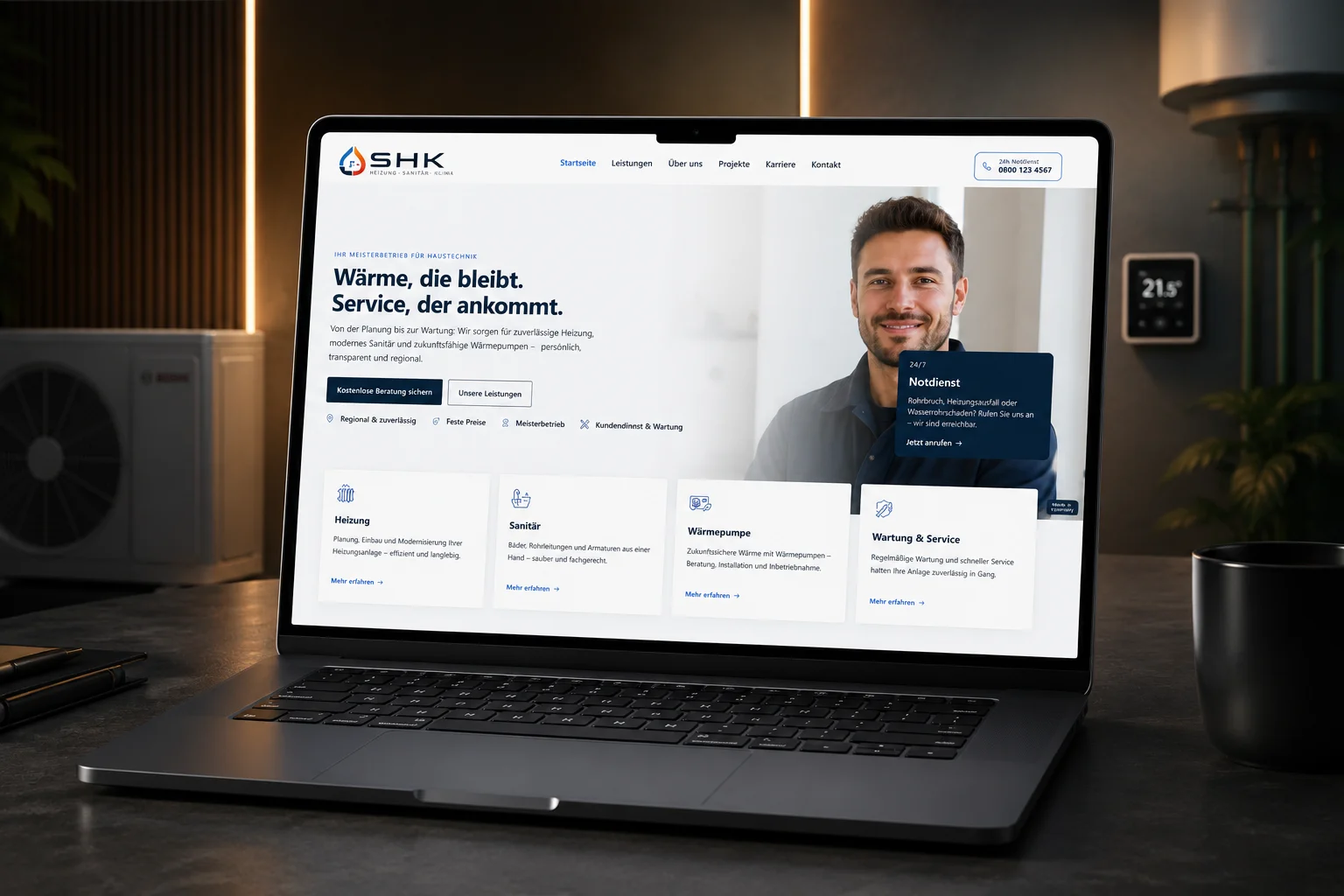 Concept demo of an HVAC trade business website